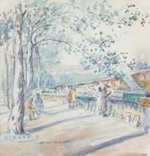 Paris Les Bouquinistes And Verso The Cottage Oil Painting by Dora Lynnell Wilson