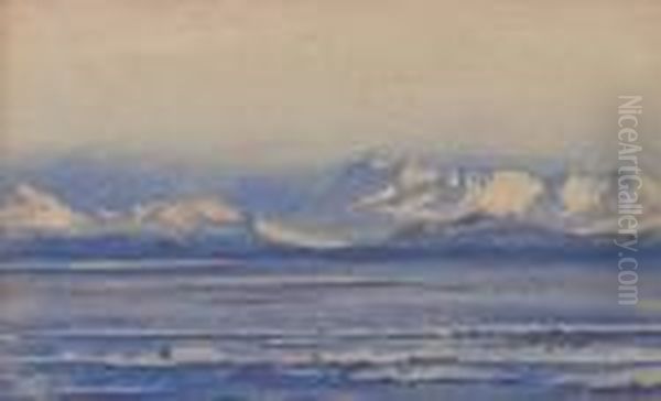 Mountain Range, Mcmurdo Strait Oil Painting by Edward Adrian Wilson