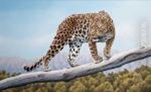 Ruckomechi Leopard Oil Painting by Eric Wilson