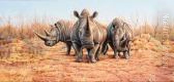 White Rhino Oil Painting by Eric Wilson