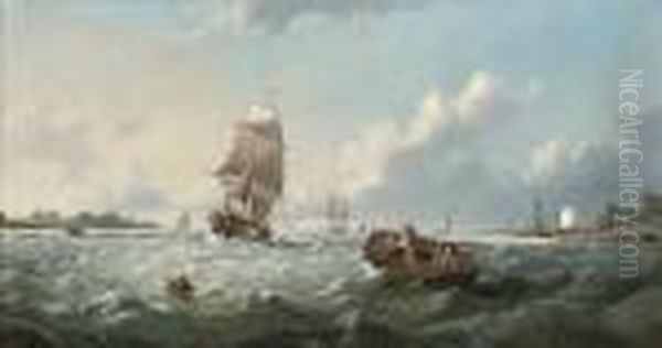 A Breezy Day Near Gravesend Oil Painting by John James Wilson