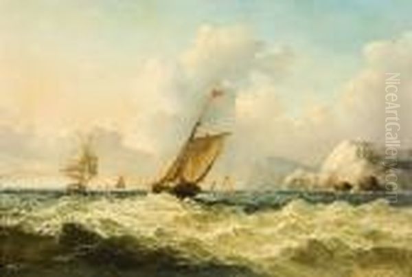 Boats In The Swell Oil Painting by John James Wilson