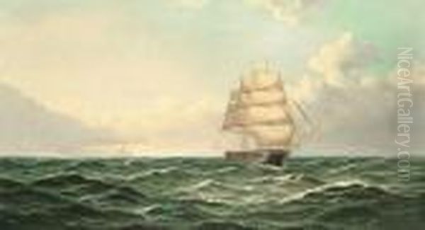 Clippers On A Choppy Sea Oil Painting by John James Wilson