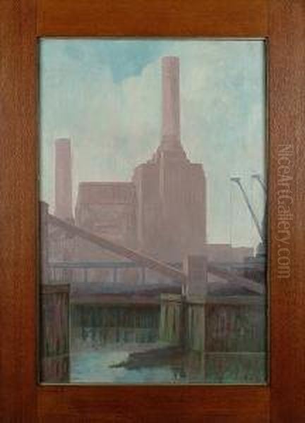 Battersea Power Station Oil Painting by John James Wilson