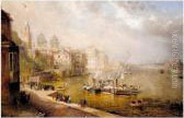 Greenwich, The Departure Of The Belgian Steamer Oil Painting by John James Wilson