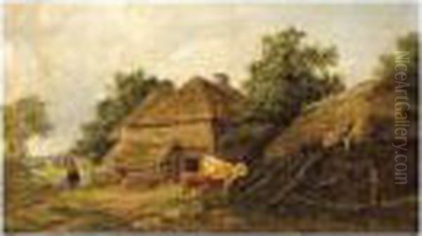 A Farm Oil Painting by John James Wilson