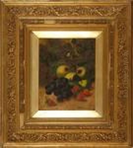 Still Life With Grapes, Apples, 
And Strawberries. Signed Lower Right A.c. Macgregor 1898