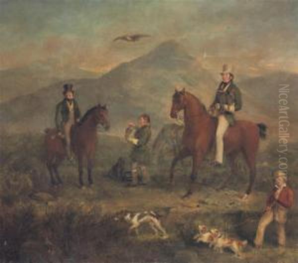 A Hawking Party Oil Painting by John Jock Wilson