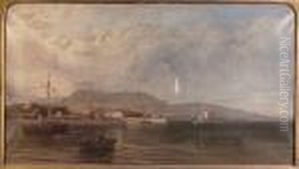 A Prospect Of Burntisland From The Forth Oil Painting by John Jock Wilson