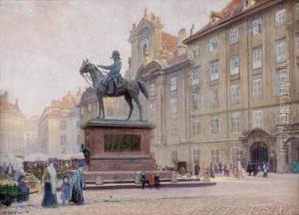 Am Hof, Wien, Mit Markt Oil Painting by Hans Wilt