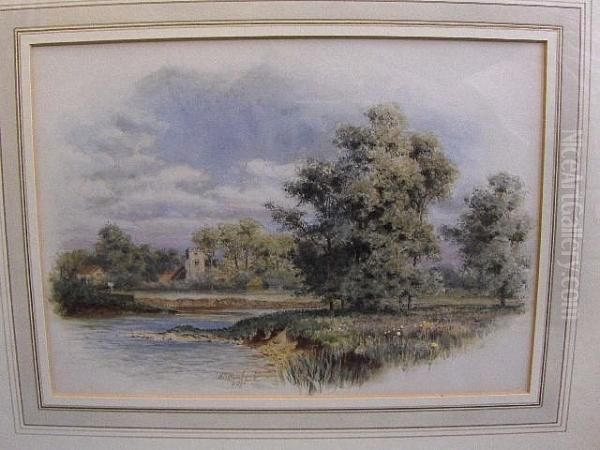 River Landscape Oil Painting by Henry B. Wimbush