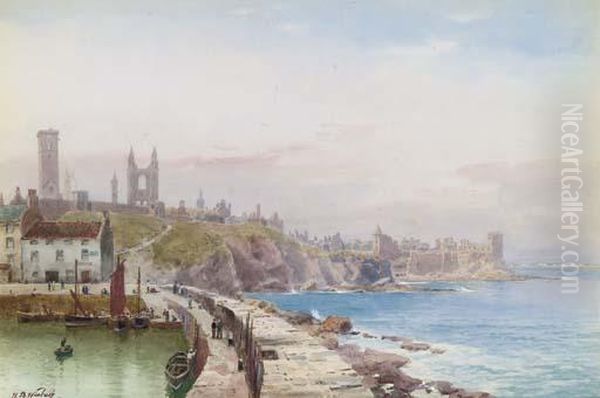 View Of St Andrew's Cathedral And Castle From The Harbour Pier Oil Painting by Henry B. Wimbush