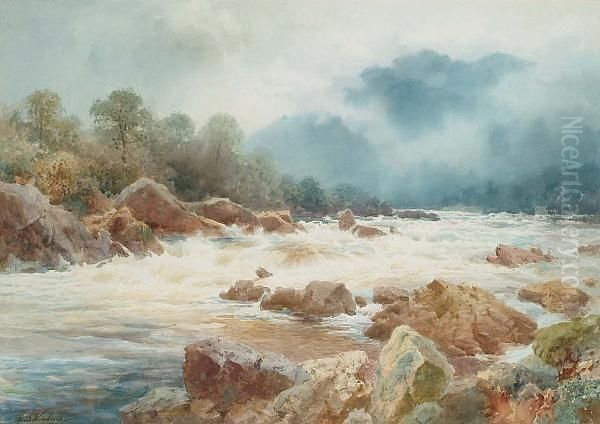 River Rapids Oil Painting by Henry B. Wimbush