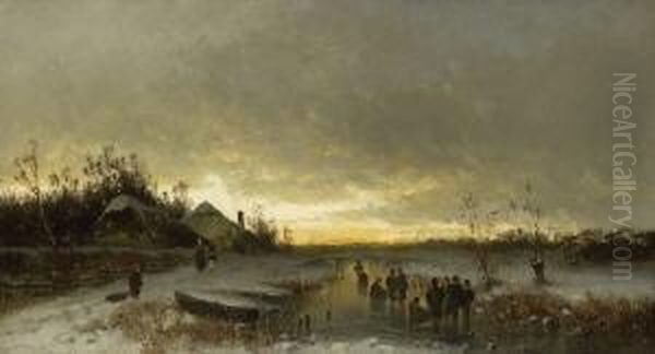 Eisvergnugen. Oil Painting by Conrad Wimmer