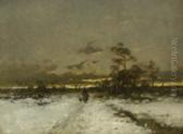 Winterliche
 Moorlandschaft Oil Painting by Anton Windmaier