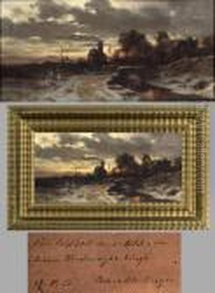 Winterliche Mondscheinlandschaft Oil Painting by Anton Windmaier