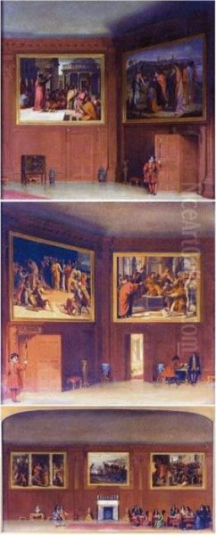 The Cartoon Gallery At Hampton Court In Olden Times Oil Painting by James Digman Wingfield