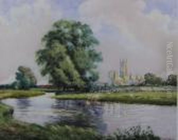 View Of Canterbury Cathedral Oil Painting by William Tatton Winter