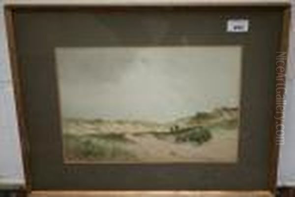 Figures On The Dunes Entitled Dune Dunkerque Oil Painting by William Tatton Winter