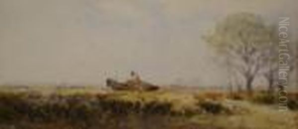 Reigate Heath, A Man In A Horse Drawn Cart Oil Painting by William Tatton Winter