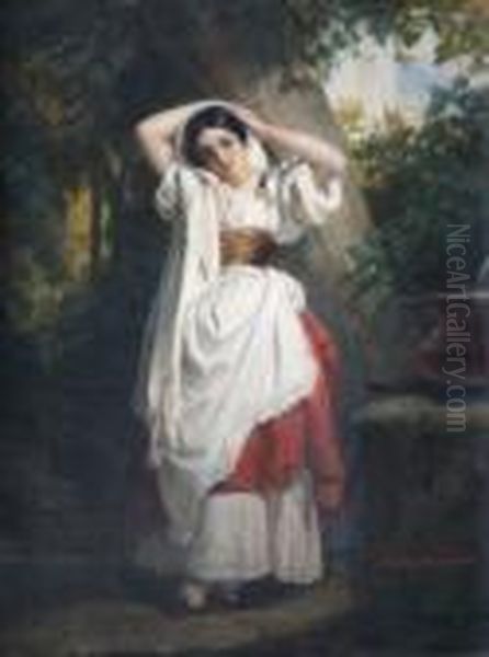 Jeune Femme Italienne Au Repos Oil Painting by Hermann Winterhalter