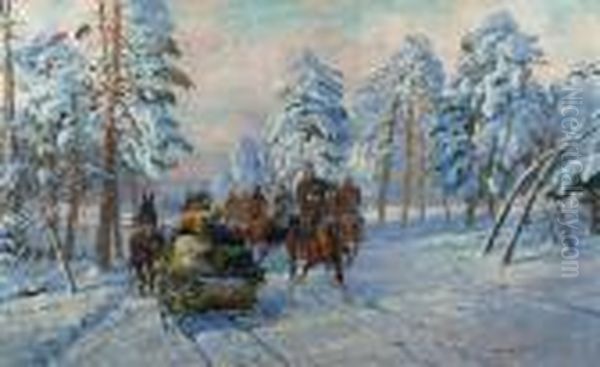 Patrol W Lesie Oil Painting by Leonard Winterowski