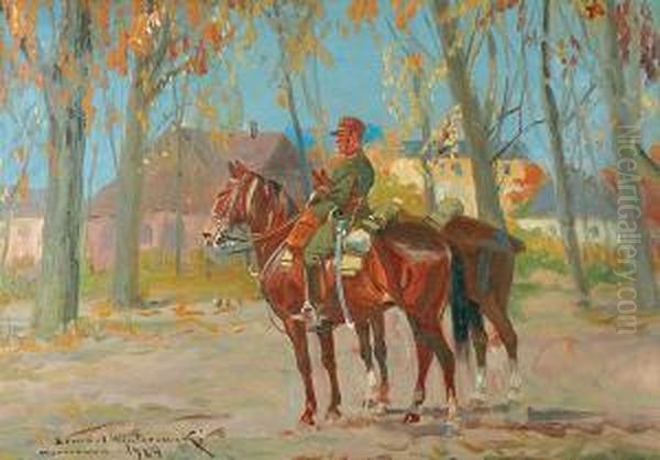 Kawalerzysta Z Luzakiem Oil Painting by Leonard Winterowski