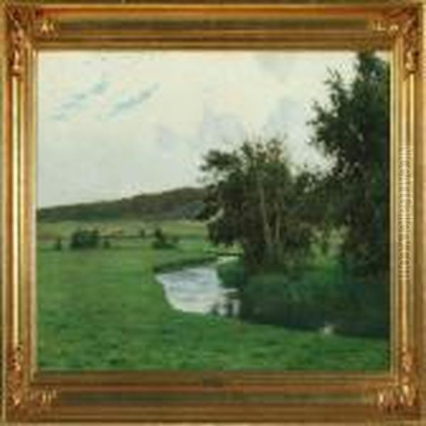 Landscape Withstream Oil Painting by Frederik Winther