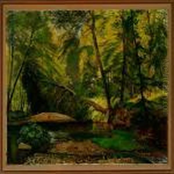 A Spring Forest Scenery Oil Painting by Frederik Winther