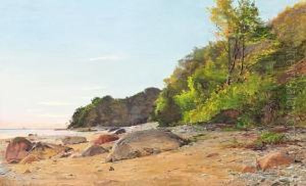 Coastel Scenery. Signed Fr. Winther 1898 Oil Painting by Frederik Winther