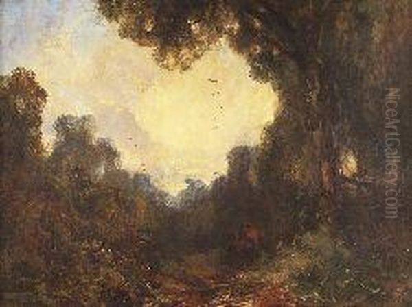 Figures In A Woodland Landscape Oil Painting by John Crawford Wintour