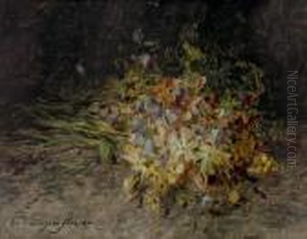 Ein Wildblumenstrauss (a Spray Of Wild Flowers) Oil Painting by Olga Wisinger-Florian