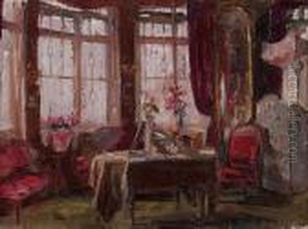 Wiener Interieur Oil Painting by Olga Wisinger-Florian