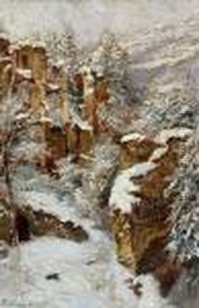 Paesaggio Invernale Oil Painting by Olga Wisinger-Florian