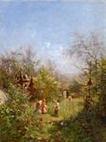 Alter Friedhof In Goisern Oil Painting by Olga Wisinger-Florian