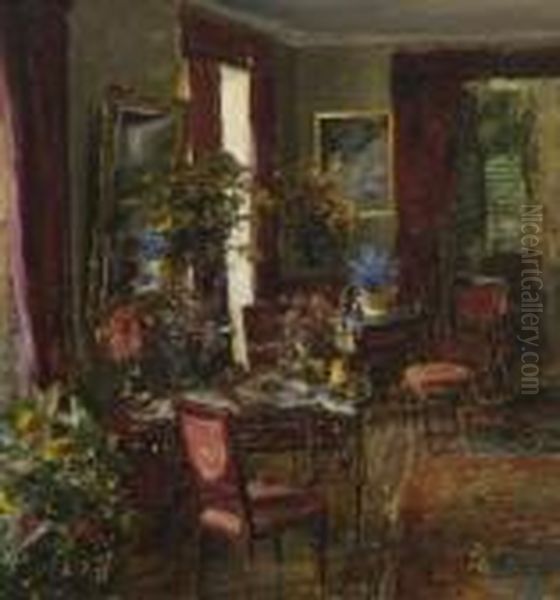 Interieur Mit
 Schreibtisch. Oil Painting by Olga Wisinger-Florian