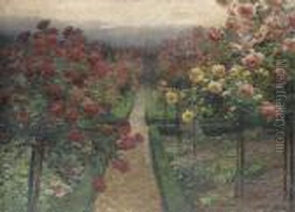 Rosengarten Oil Painting by Olga Wisinger-Florian