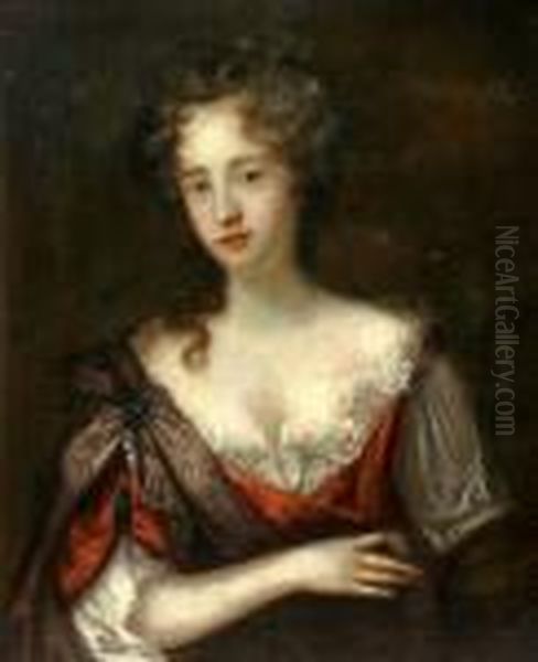 Portrait Of A Lady, Head And Shoulders Oil Painting by William Wissing or Wissmig