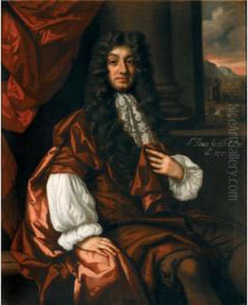 Portrait Of Sir Thomas Knatchbull, 3rd Bt. (died 1711) Oil Painting by William Wissing or Wissmig