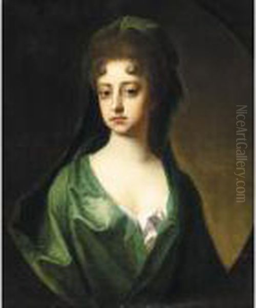 Portrait Of A Lady, Said To Be Lady Harvey Oil Painting by William Wissing or Wissmig