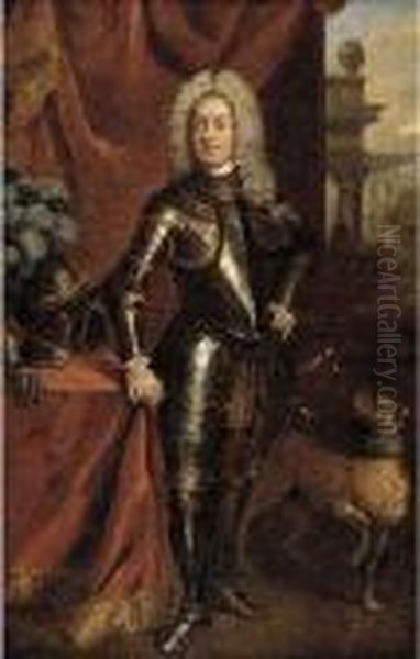 Portrait Of Prince George Of Denmark Oil Painting by William Wissing or Wissmig