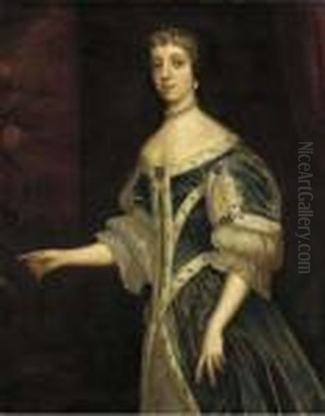 Portrait Of Catherine Of Braganza Oil Painting by William Wissing or Wissmig