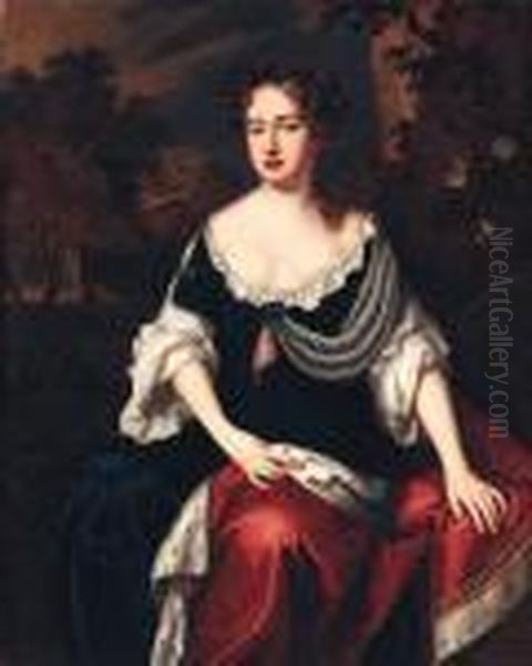 Portrait Of Queen Anne Oil Painting by William Wissing or Wissmig