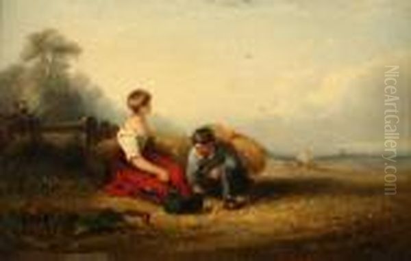 Ahead Of The Hay Cart - Landscape With Figures Oil Painting by William Frederick Witherington