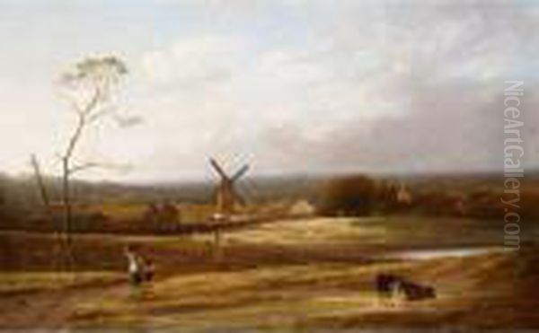 Peasants In A Lanscape Oil Painting by William Frederick Witherington