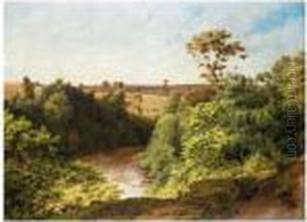 River Landscape Oil Painting by William Frederick Witherington