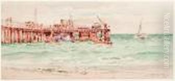 Mornington Pier Oil Painting by Walter Withers