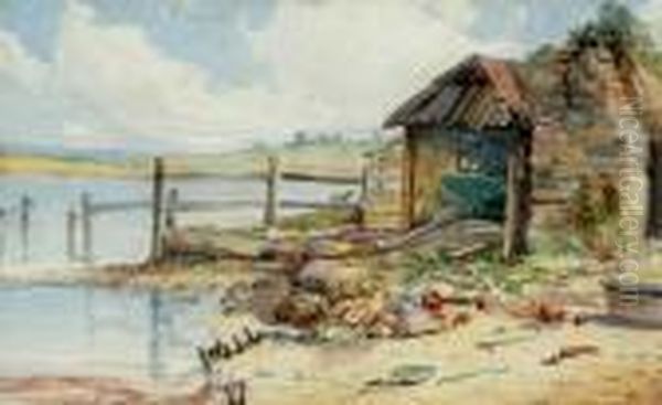 The Boat Shed Oil Painting by Walter Withers