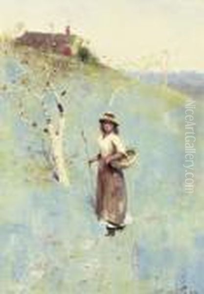 Farmer's Girl Oil Painting by Walter Withers