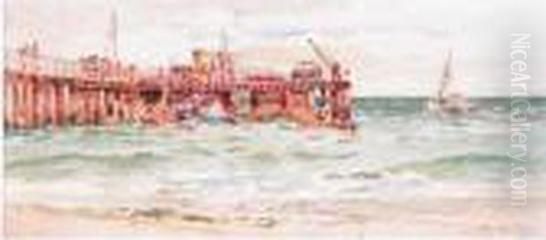 Mornington Pier Oil Painting by Walter Withers